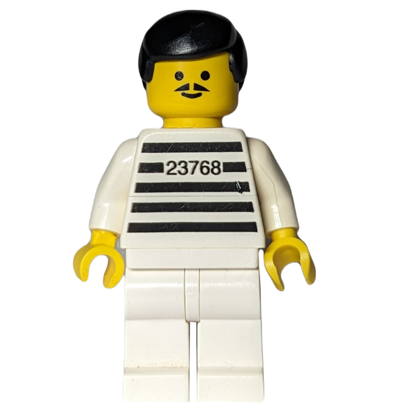 LEGO Jailbreak Joe, Prison Shirt with #23768, White Legs (fig-007982)