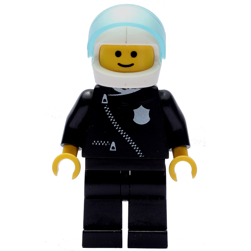 LEGO Policeman, Black Jacket with Zipper and Badge, White Helmet with Visor (3626b Head) (fig-007988)