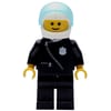 Policeman, Black Jacket with Zipper and Badge, White Helmet with Visor (3626b Head)