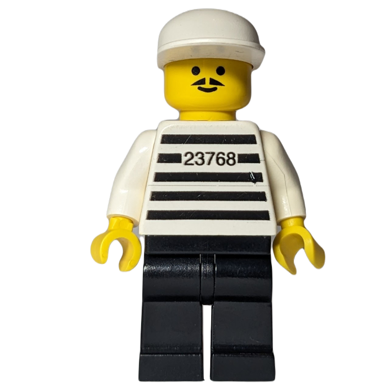 LEGO Jailbreak Joe, Prison Shirt with #23768, White Cap (fig-007993)