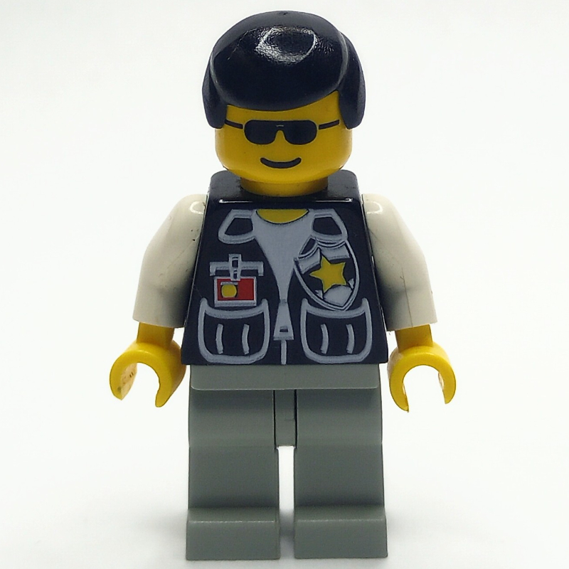 LEGO Policeman, Black Vest with Badge and Pockets, Black Hair, Sunglasses (fig-007997)