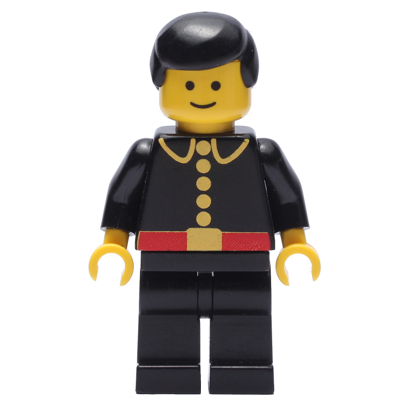 LEGO Fireman, Classic, Black Fire Jacket with Red Belt and Buttons, Black Hair (fig-008011)