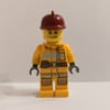 Fireman, Bright Light Orange Fire Suit, Dark Red Helmet