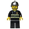 Fireman, Black Fire Jacket with Radio and Badge, Silver Helmet, Beard
