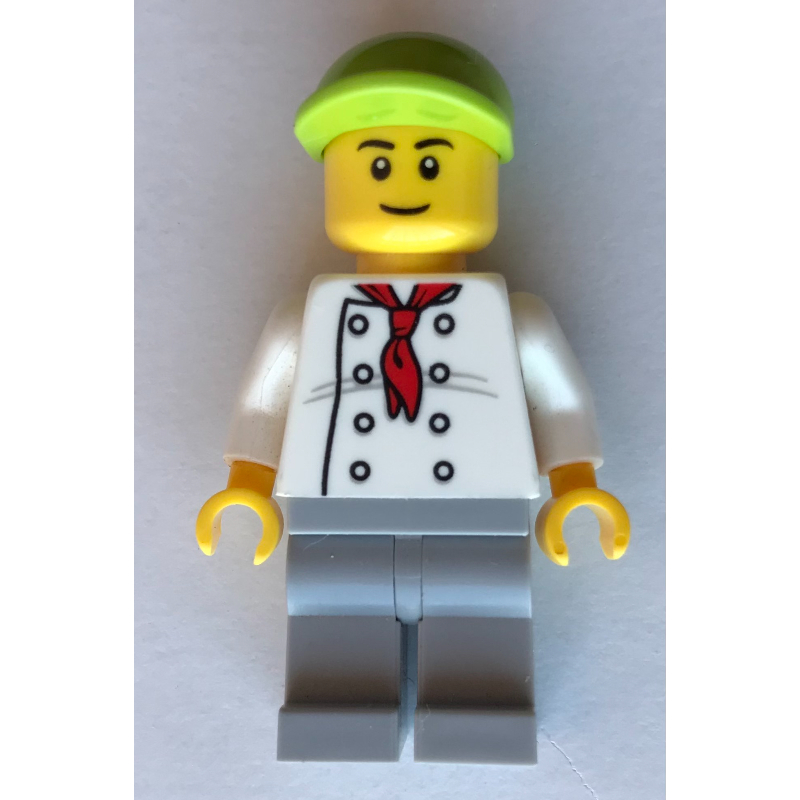 LEGO Chef, Red Neckerchief, Light Bluish Gray Legs, Lime Cap (fig-008073)