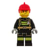Fireman, Black Fire Suit with Gauge and Straps, Red Helmet, Stubble and Scar