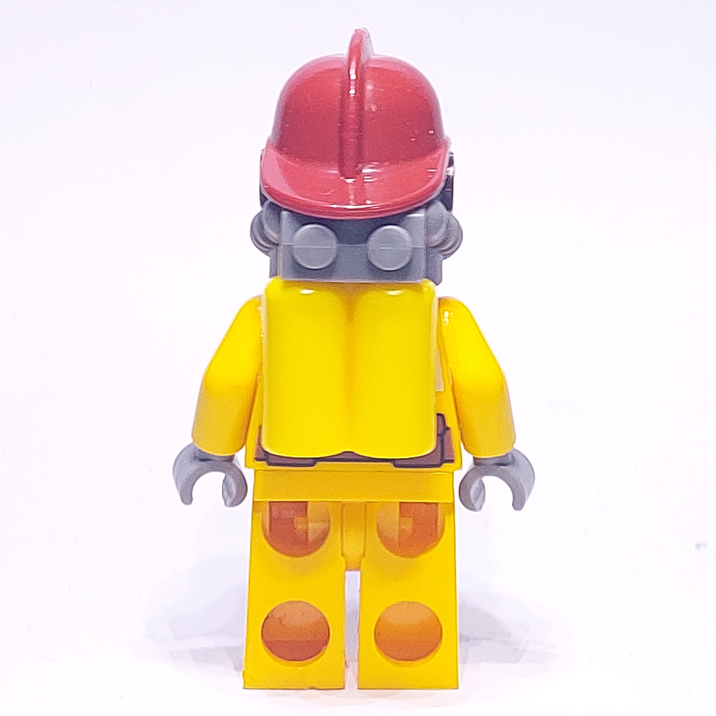 LEGO Fireman, Bright Light Orange Fire Suit, Dark Red Helmet, Breathing Apparatus, Airtanks (fig-008089)