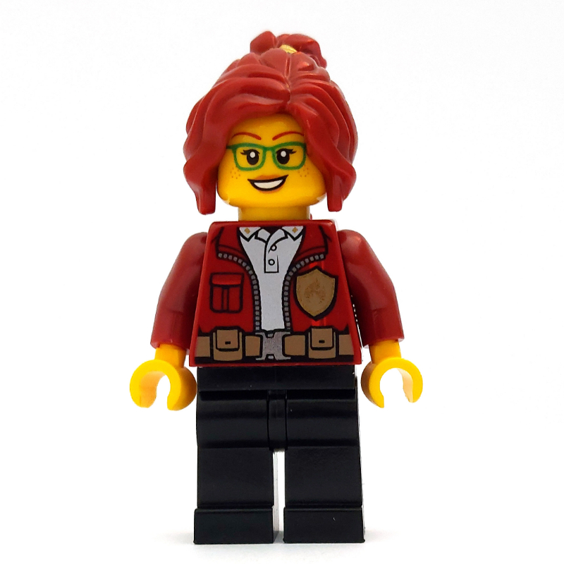 LEGO Freya McCloud, Open Dark Red Jacket with Badge, Dark Red Hair (fig-008097)
