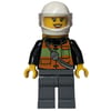 Firewoman, Orange Safety Vest with Radio, White Helmet with Visor, Airtanks