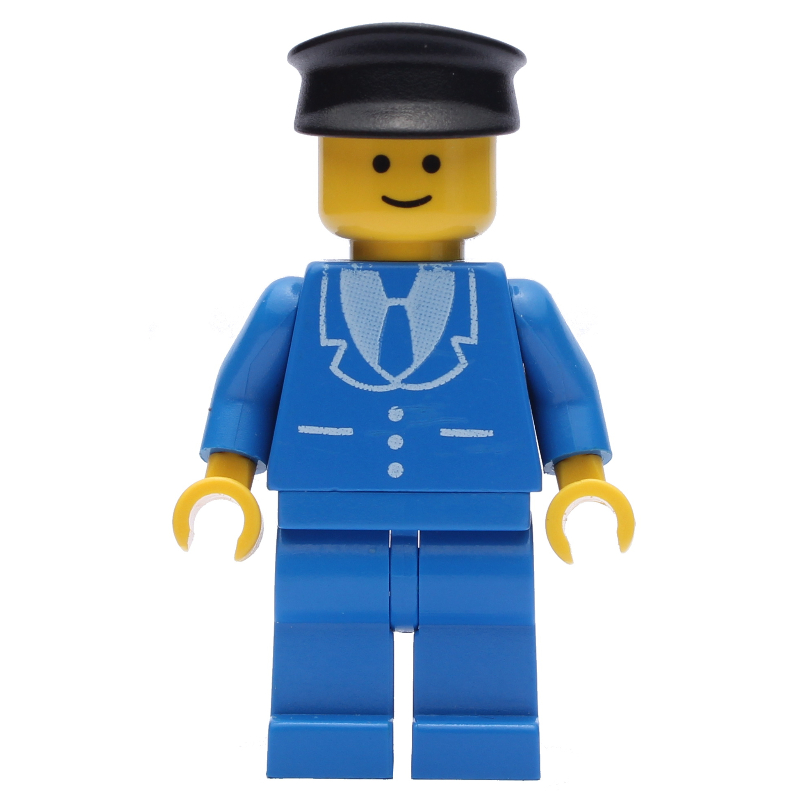 LEGO Man, Blue Suit with Tie and Three Buttons, Black Hat (fig-008112)