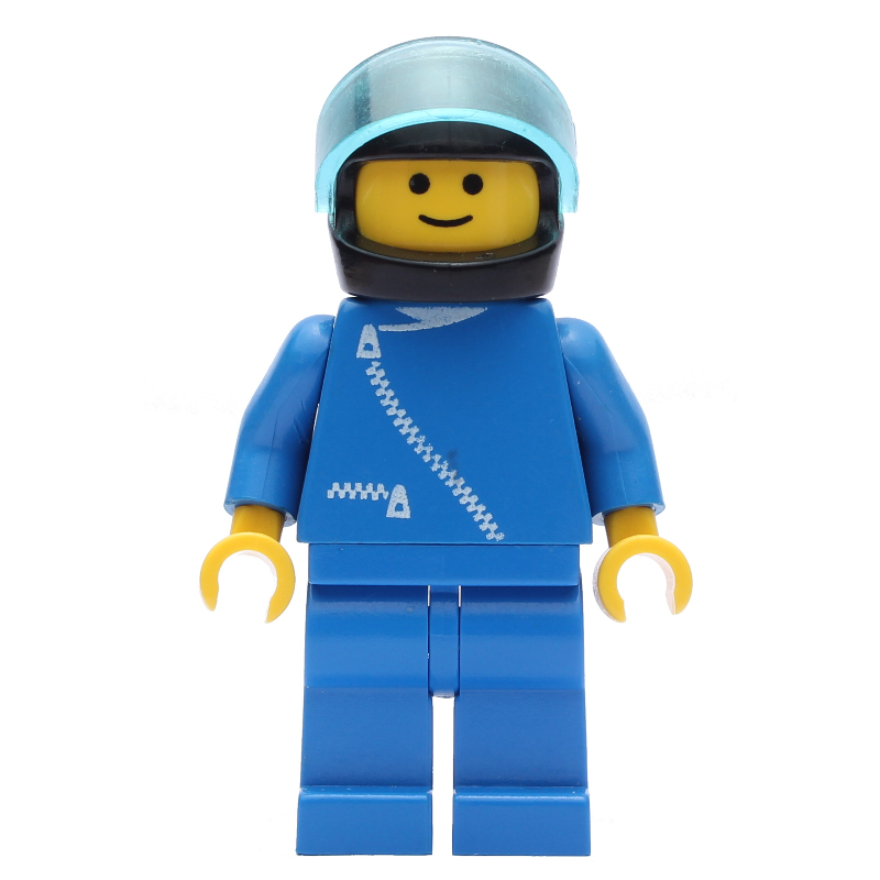 LEGO Man, Blue Jacket with Zipper, Blue Legs, Black Helmet with Visor (fig-008113)