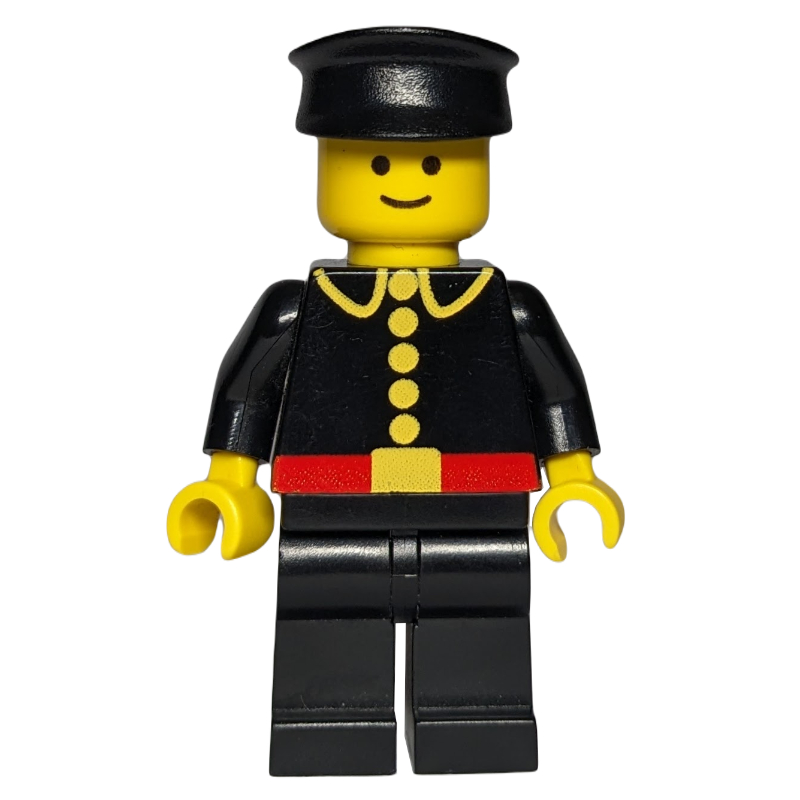 LEGO Fireman, Classic, Black Fire Jacket with Red Belt and Buttons, Black Hat (fig-008115)