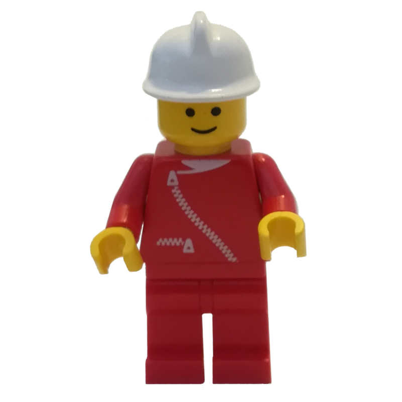 LEGO Fireman, Red Jacket with Zipper, White Helmet (fig-008116)