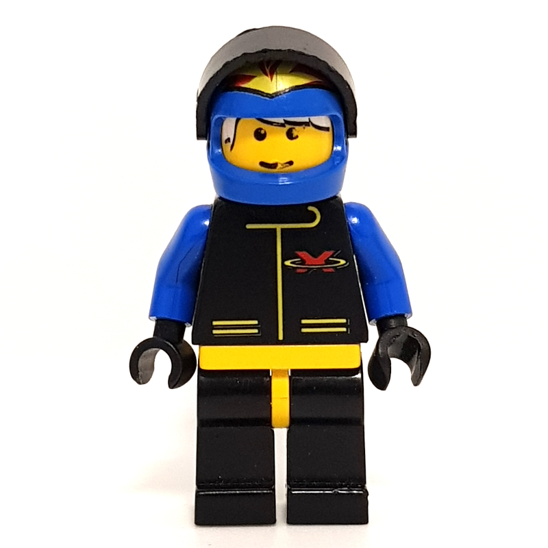LEGO Racer, Extreme Team, Black Jacket, Blue Helmet with Flames and Visor (fig-008121)