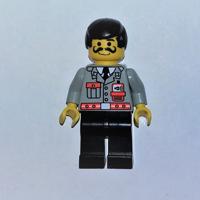 LEGO Fireman, Light Gray Jacket with Radio and Pocket, Black Hair, Moustache (fig-008122)