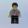 Fireman, Light Gray Jacket with Radio and Pocket, Black Hair, Moustache