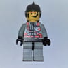 Fireman, Light Gray Fire Suit with Gauges and Straps, Black Helmet, Headset
