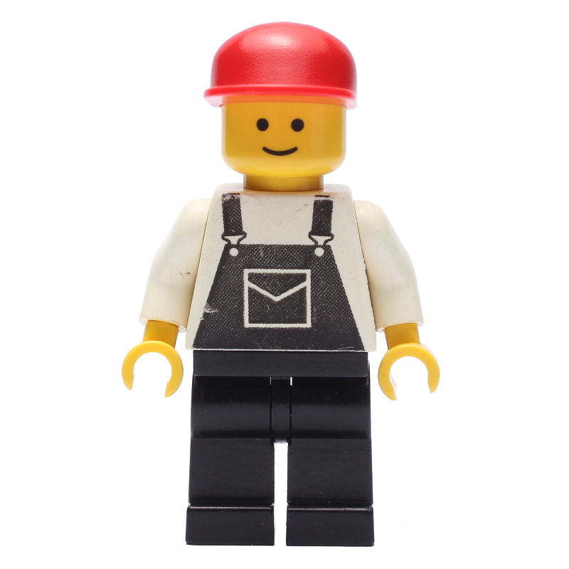 LEGO Man, Black Overalls, Red Cap (3626b Head) (fig-008125)