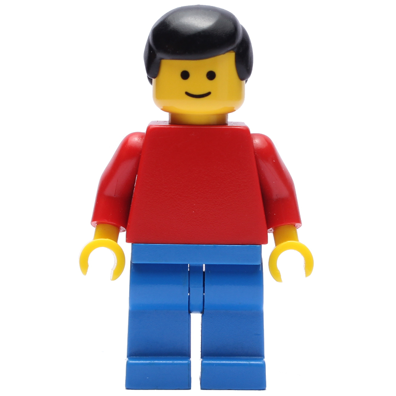 LEGO Man, Red Torso, Blue Legs, Black Hair (3626b head) (fig-008126)