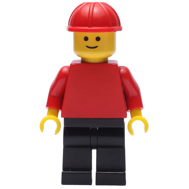 LEGO Man, Red Torso, Black Legs, Red Hard Hat (3626b Head) (fig-008127)
