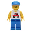 Man, White Vest with Truck, Blue Legs, Blue Cap (3626b Head)