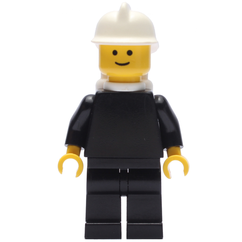 LEGO Fireman, Plain Black, White Helmet, Airtanks (fig-008133)