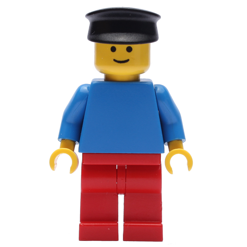 LEGO Man, Blue Torso, Red Legs, Black Hat (fig-008140)