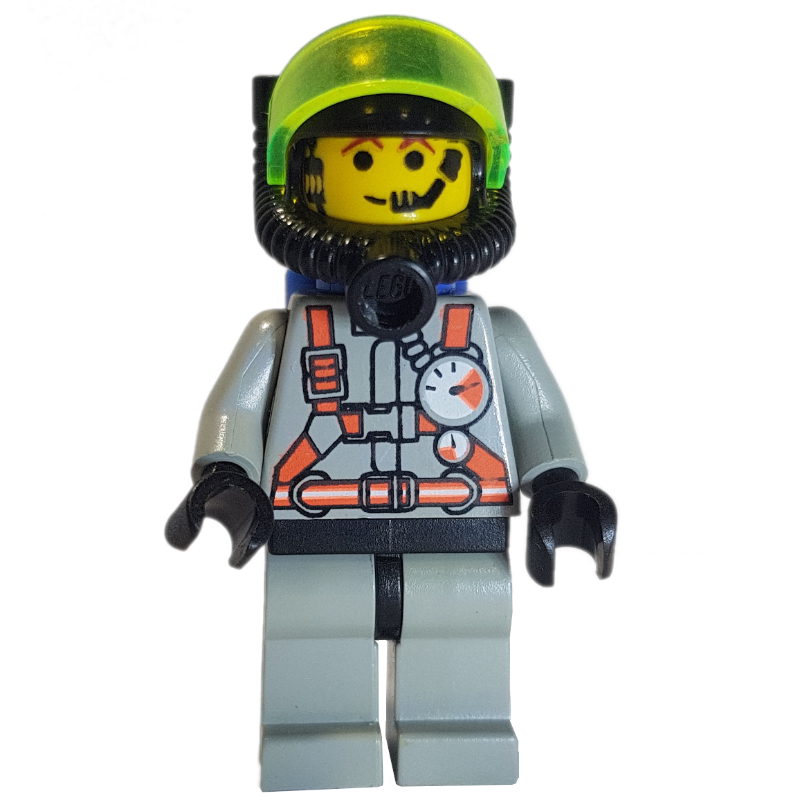 LEGO Fireman, Light Gray Fire Suit with Gauges and Straps, Breathing Apparatus with Visor, Airtanks, Headset (fig-008145)