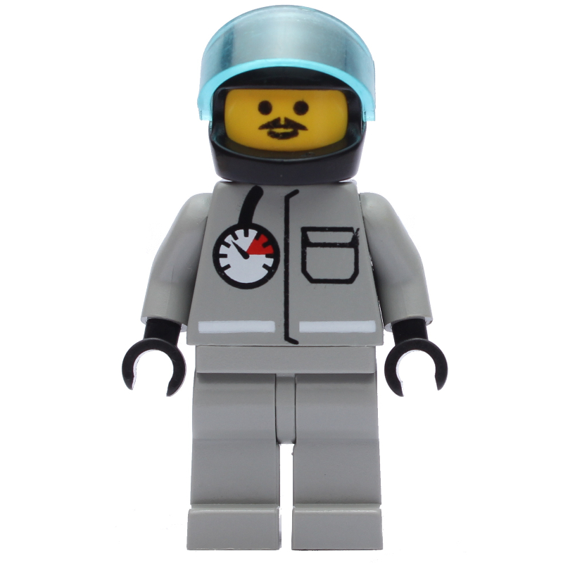 LEGO Fireman, Shirt with Gauge and Pocket, Light Gray Legs, Black Helmet with Visor (fig-008147)