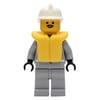 Fireman, Shirt with Gauge and Pocket, Light Gray Legs, White Helmet, Yellow Life Vest