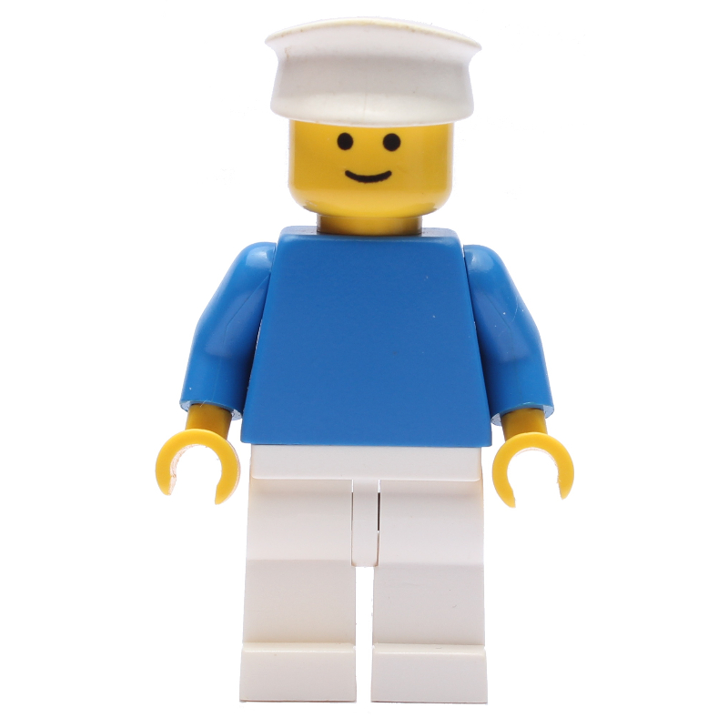 LEGO Man, Blue Torso, White Legs, White Hat (fig-008153)