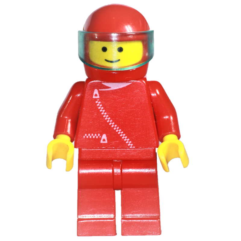 LEGO Man, Red Jacket with Zipper, Red Helmet with Visor (3626b Head) (fig-008164)