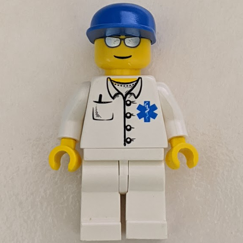 LEGO Doctor, White Shirt with Star of Life Logo, Blue Cap, Silver Sunglasses (fig-008175)