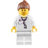 Doctor, Woman, White Torso with Stethoscope and Pocket, White Legs, Reddish Brown Ponytail