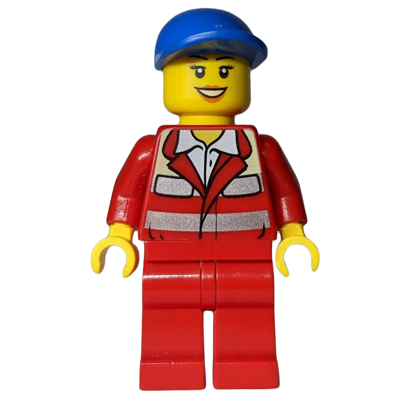 LEGO Paramedic, Woman, Red Uniform, Blue Cap (fig-008181)