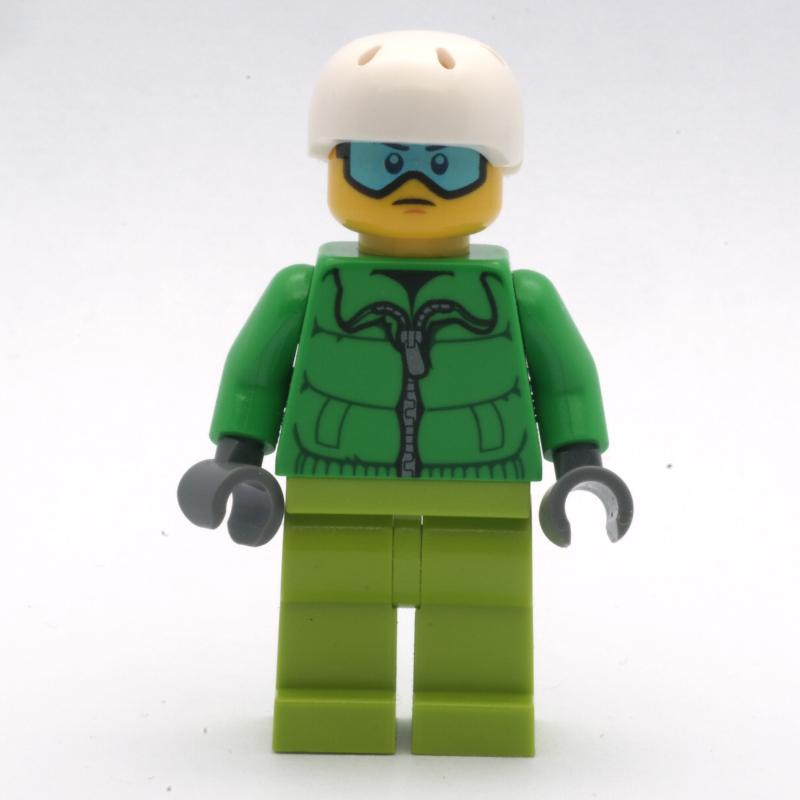 LEGO Man, Green Jacket, Lime Legs, White Helmet, Blue Goggles (fig-008194)