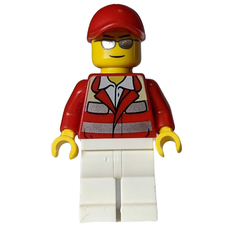LEGO Paramedic, Red Jacket, White Legs, Red Cap, Silver Sunglasses (fig-008196)