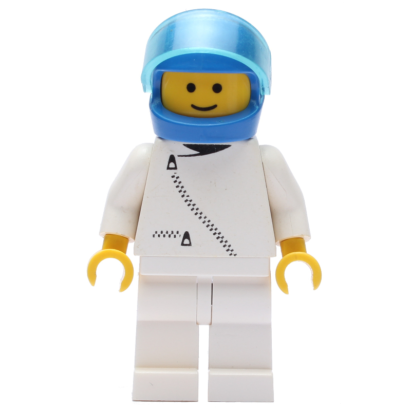 LEGO Man, White Jacket with Zipper, White Legs, Blue Helmet with Visor (3626b Head) (fig-008203)