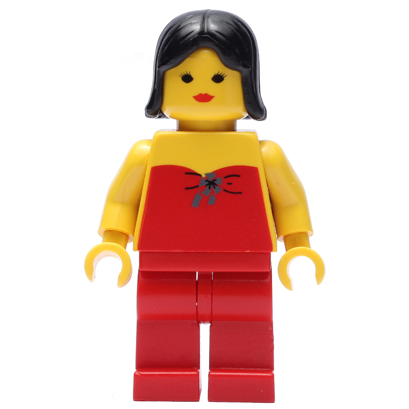 LEGO Woman, Red Halter Top, Red Legs, Black Hair (fig-008204)