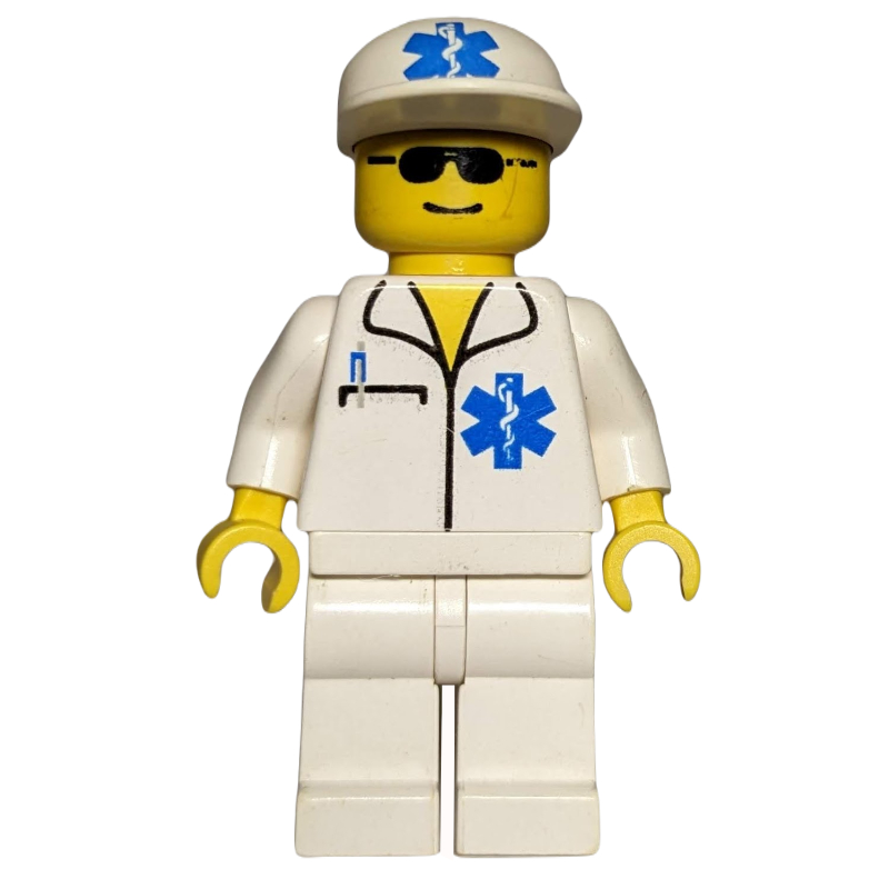 LEGO Axel - Doctor, White Shirt with Pocket and Star of Life, White Cap with Star of Life, Sunglasses (fig-008205)