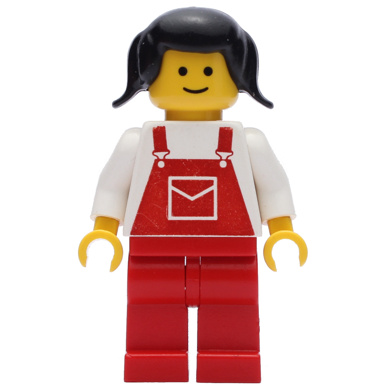 LEGO Woman, Red Overalls, Black Hair (fig-008210)