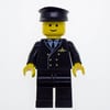 Pilot, Black Suit with Tie and Airplane Badge, Black Hat (3626a Head)