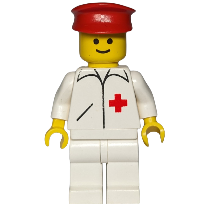 LEGO Doctor, White Jacket with Red Cross, White Legs, Red Hat (fig-008222)