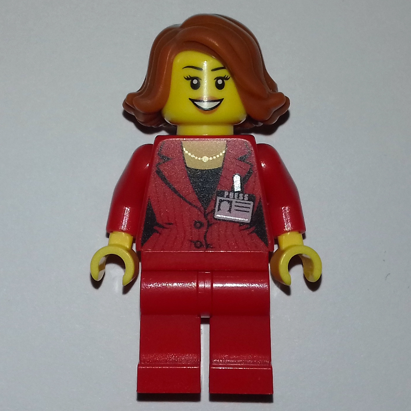 LEGO Woman, Red Suit, Dark Orange Hair (fig-008229)