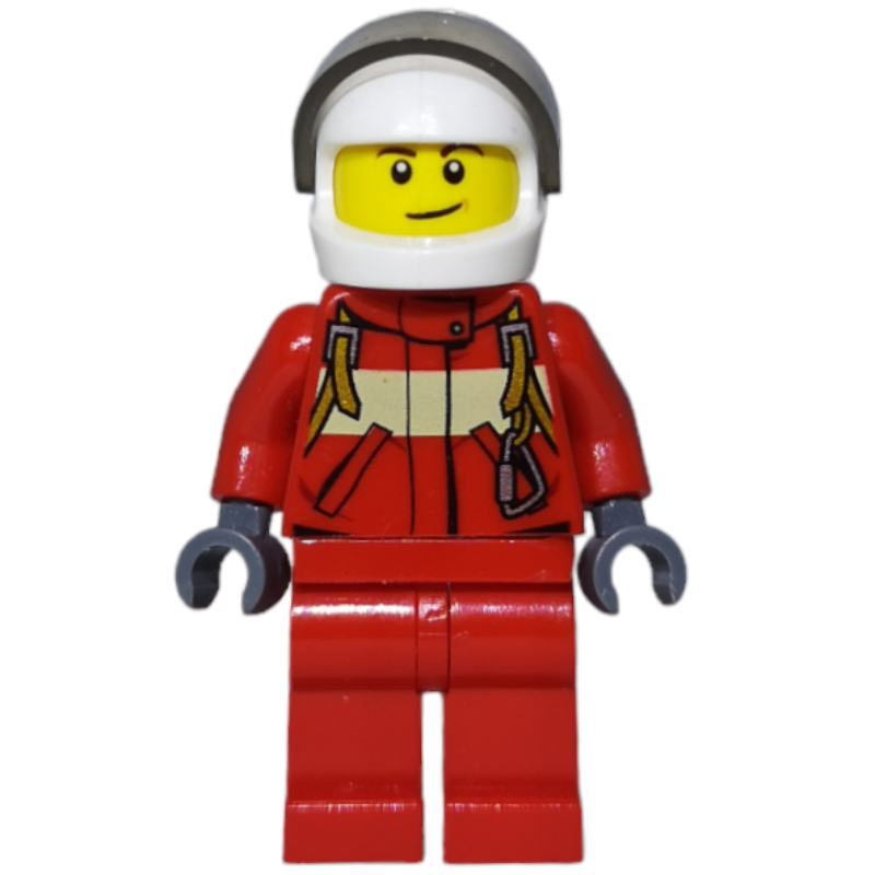 LEGO Paramedic, Red Jacket, Red Legs, White Helmet with Visor (fig-008232)