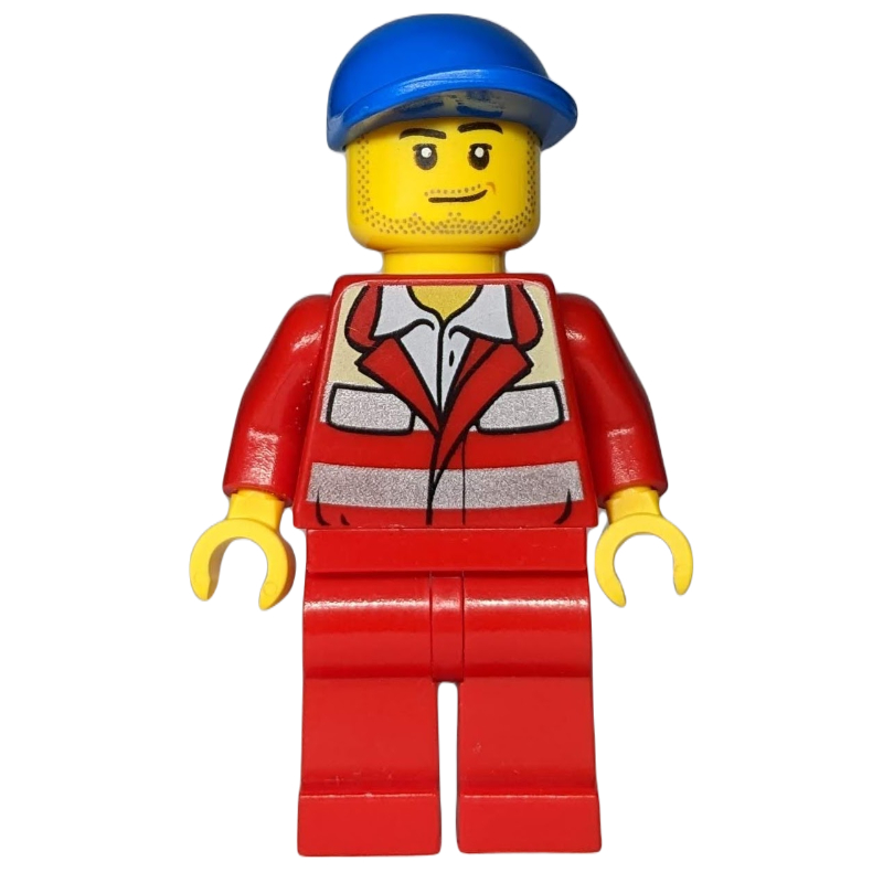 LEGO Paramedic, Red Jacket, Red Legs, Blue Cap, Stubble (fig-008235)