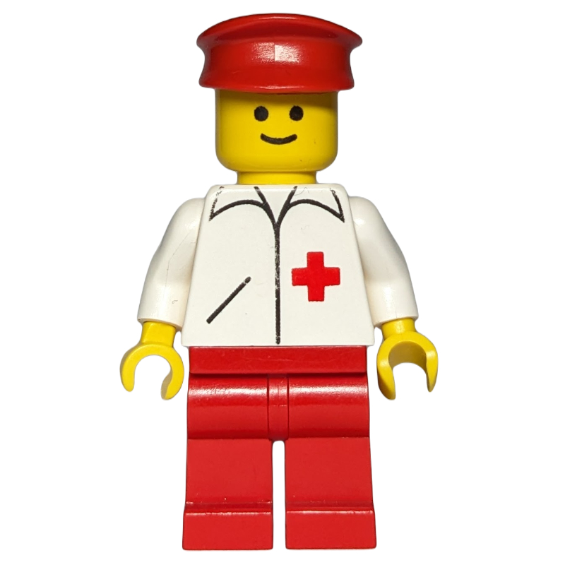 LEGO Doctor, White Jacket with Red Cross, Red Legs, Red Hat (fig-008293)