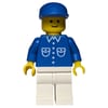 Man, Blue Shirt with Buttons and Pockets, White Legs, Blue Cap
