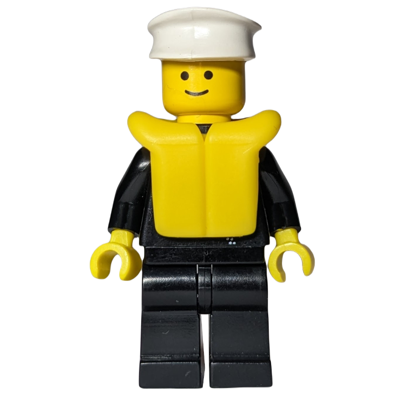 LEGO Policeman with Zipper Jacket, White Hat, Life Vest (fig-008306)