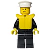 Policeman with Zipper Jacket, White Hat, Life Vest